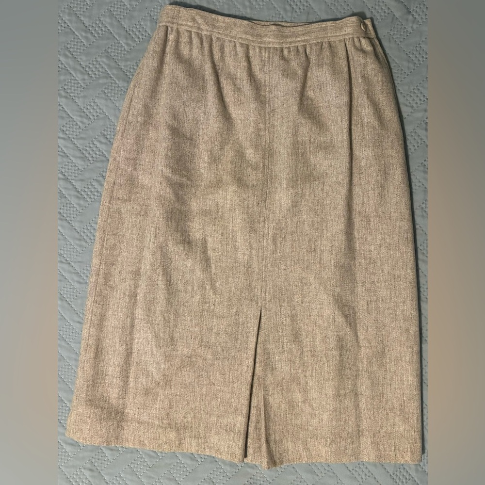 Haberdashery Wool Vintage Tan Pleated Midi Skirt
